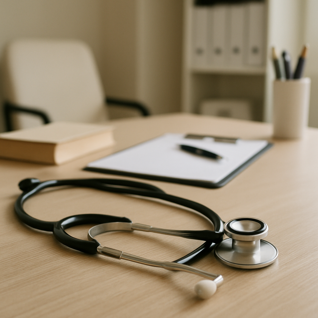 steteskop ve doktor masası