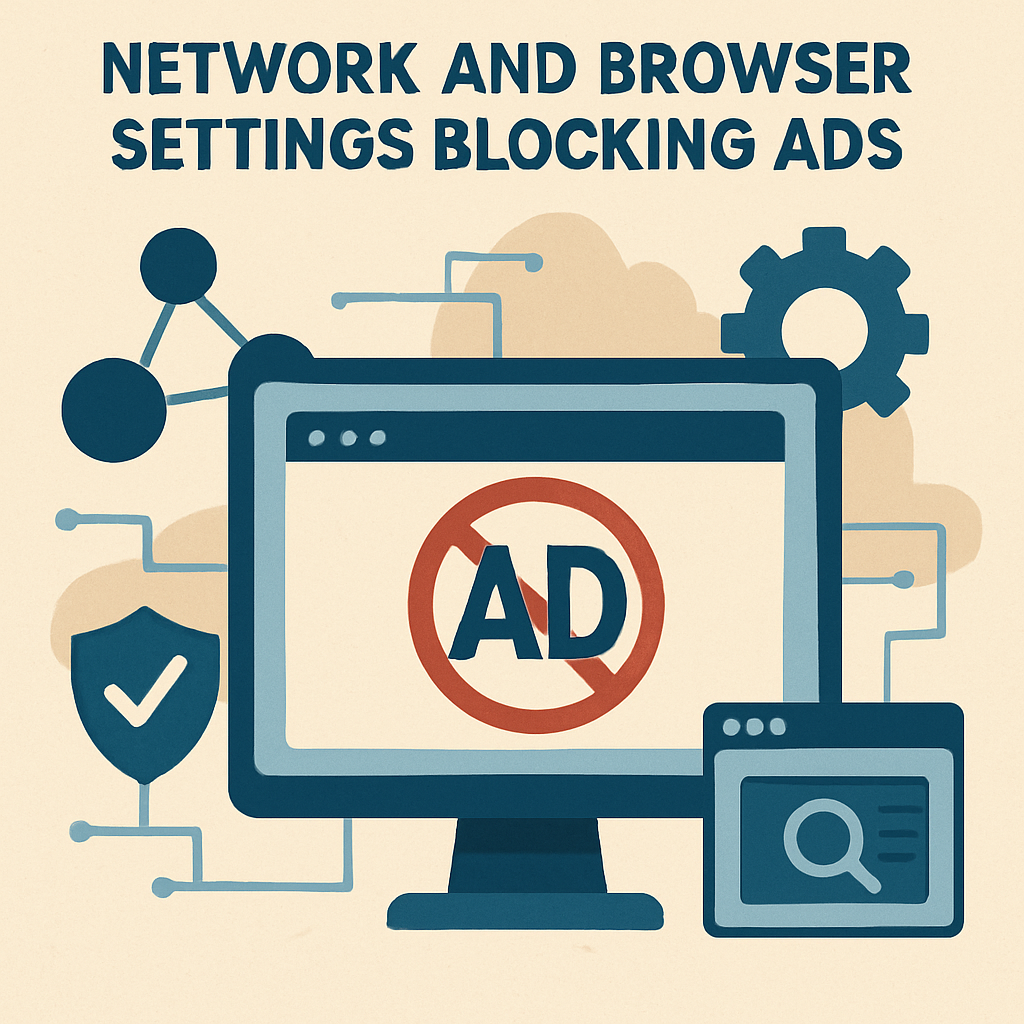 Illustration showing network and browser settings blocking ads