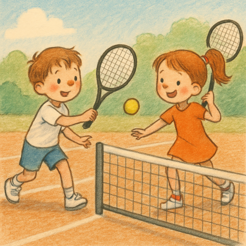 Children playing tennis