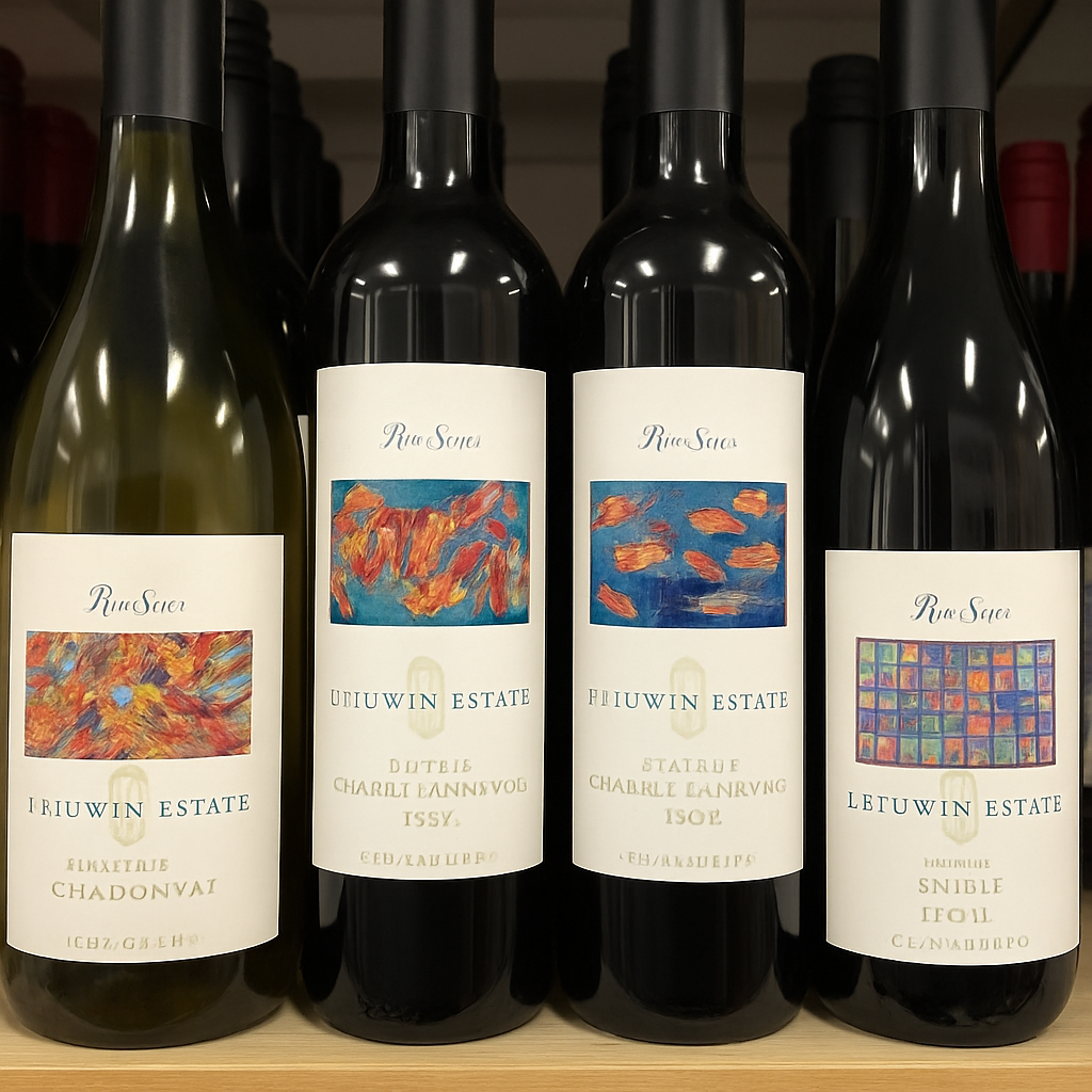 Selection of Leeuwin Estate Art Series wines in a store display
