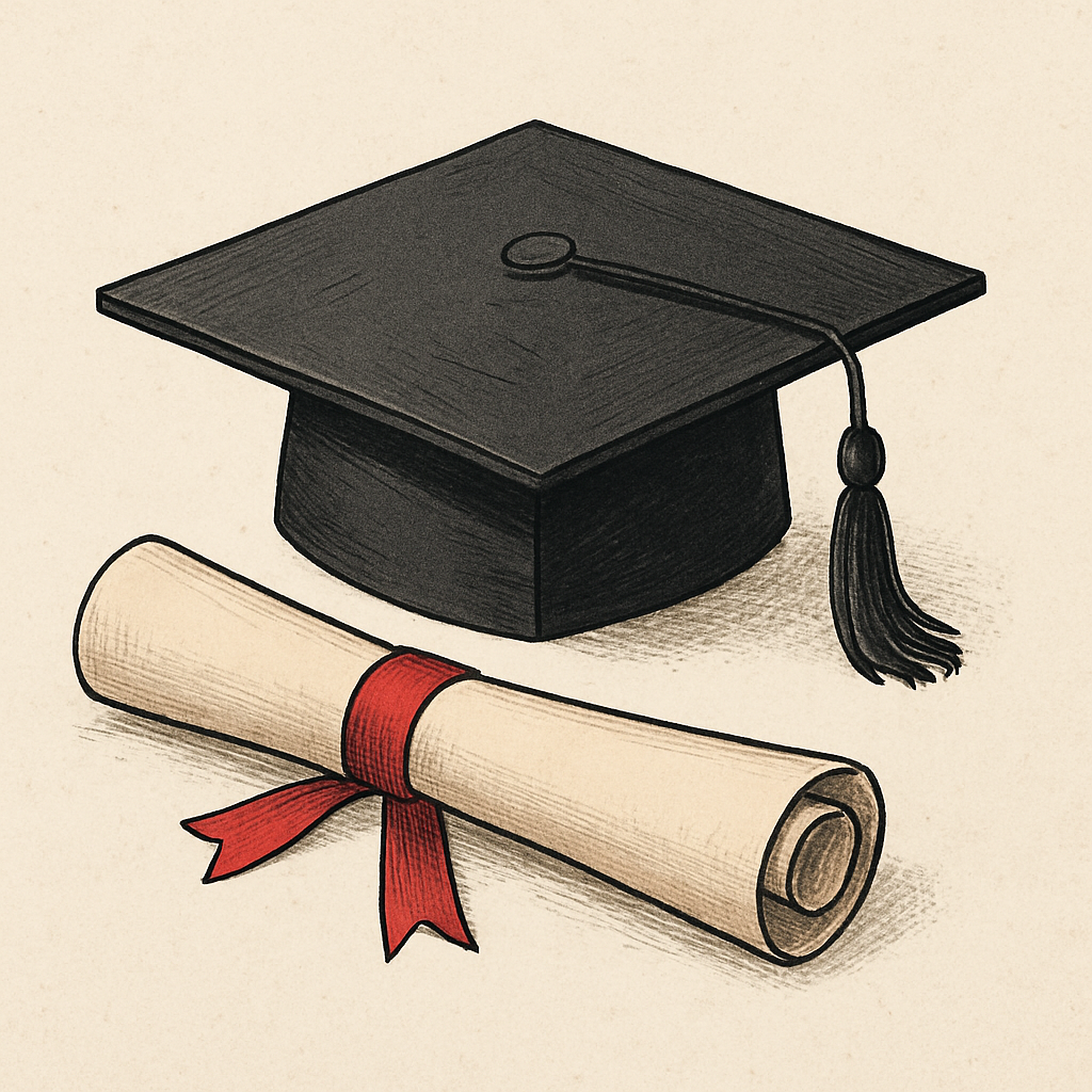 Graduation cap and diploma