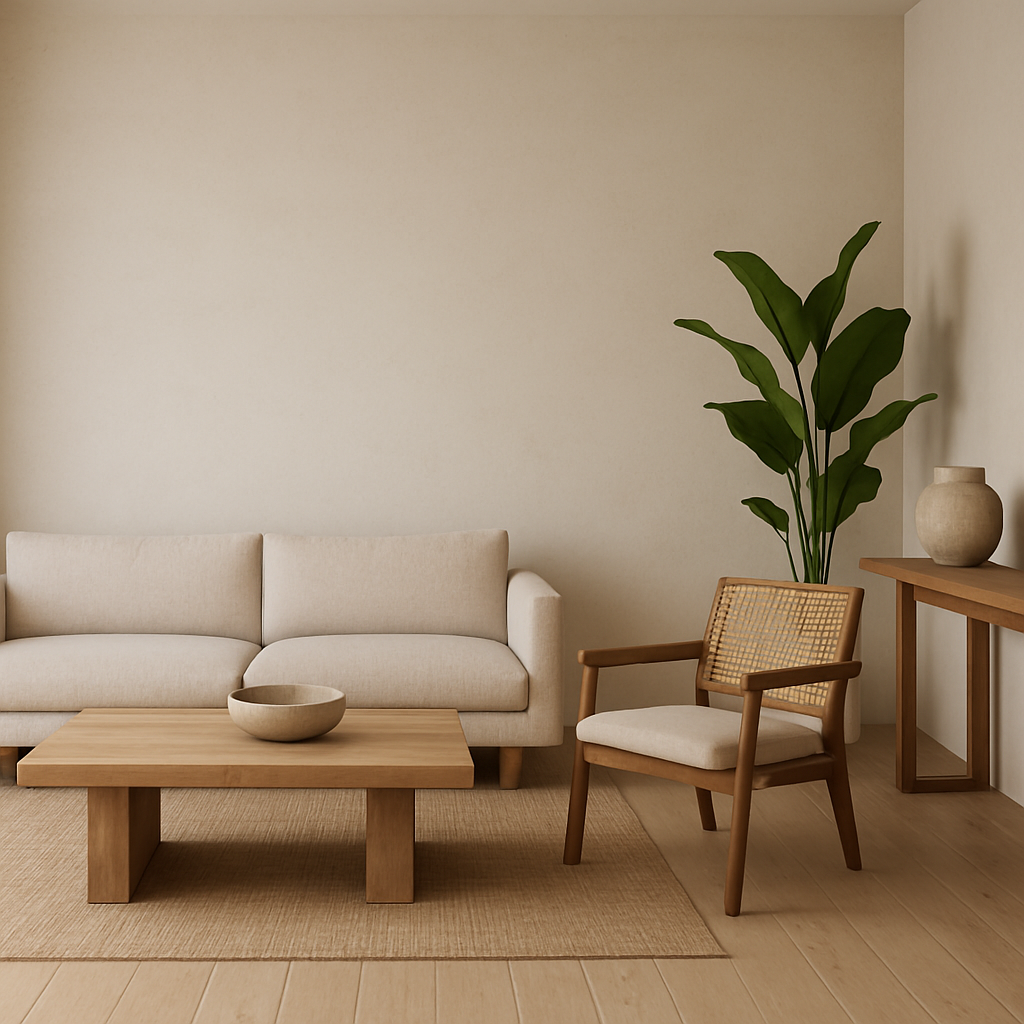 Minimalist interior design with natural materials