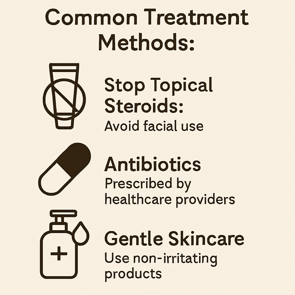 Dermatology tools and consultation representing treatment approach