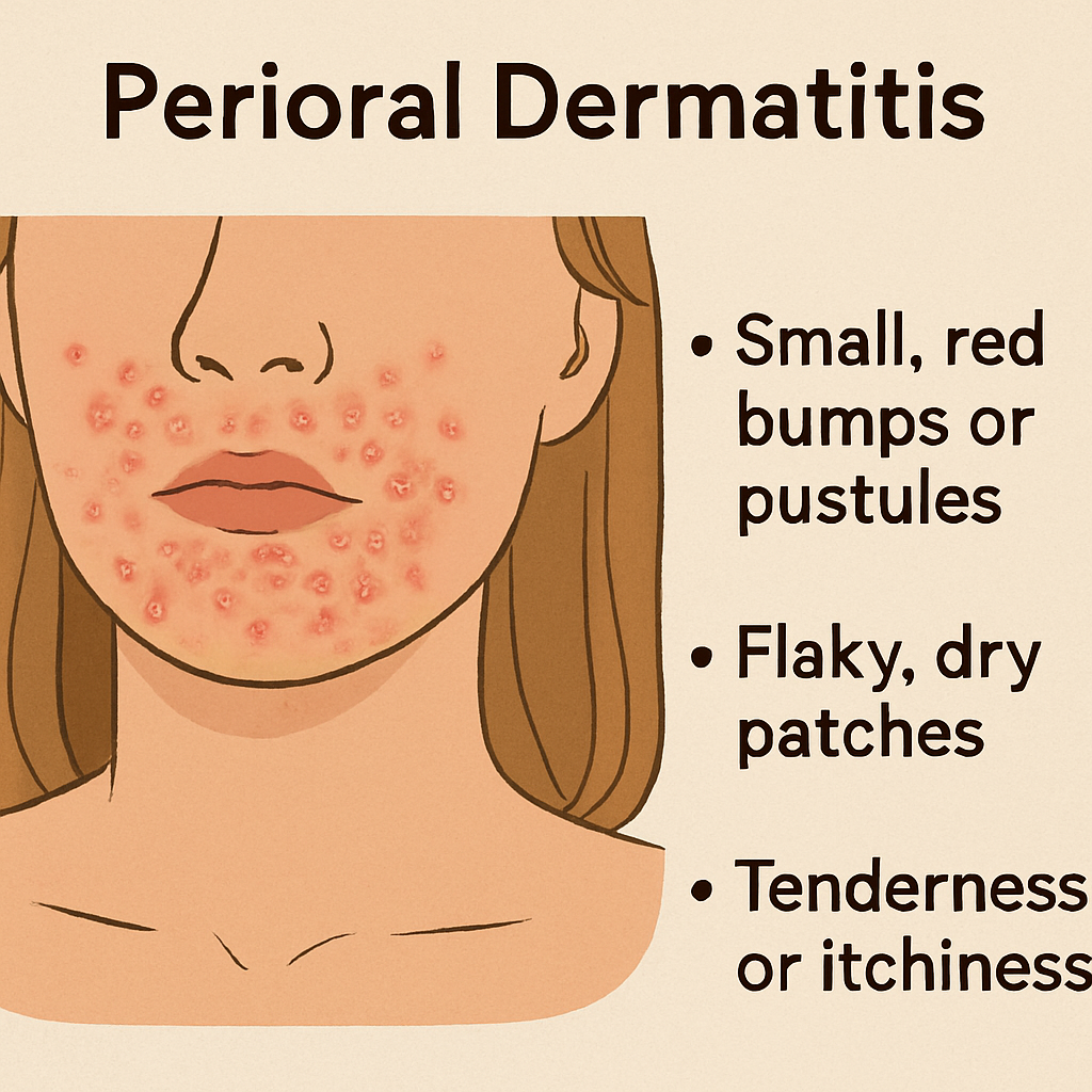 Perioral dermatitis example with mild redness and dryness
