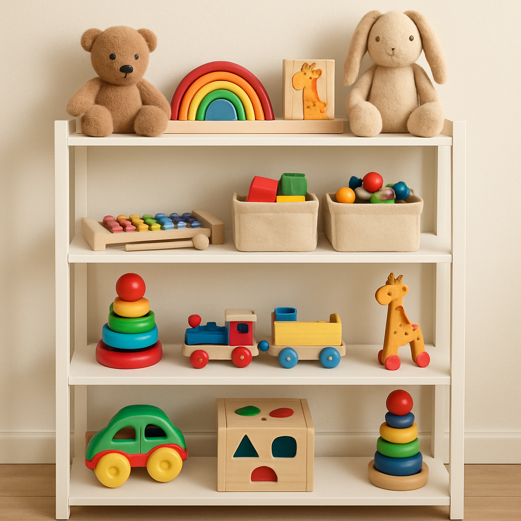 Open shelving with toys