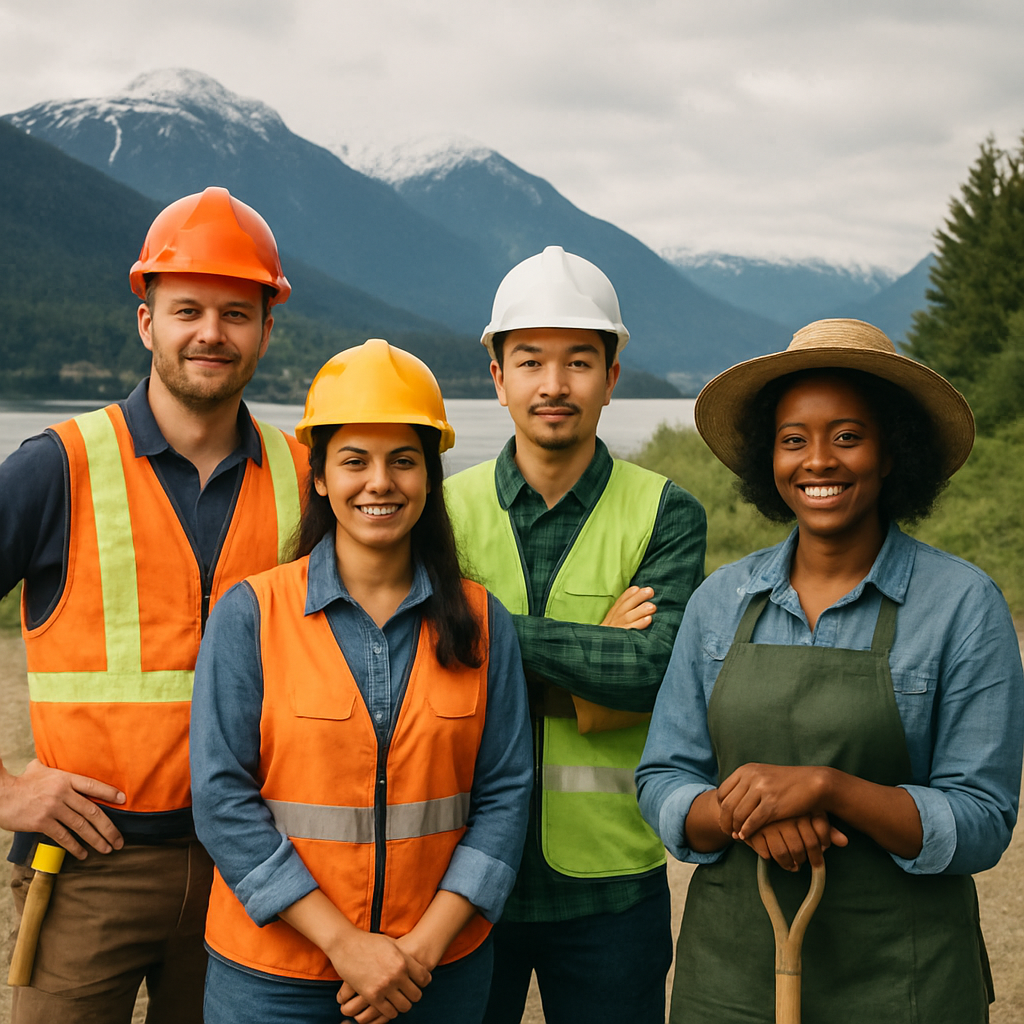 Diverse group of workers in British Columbia