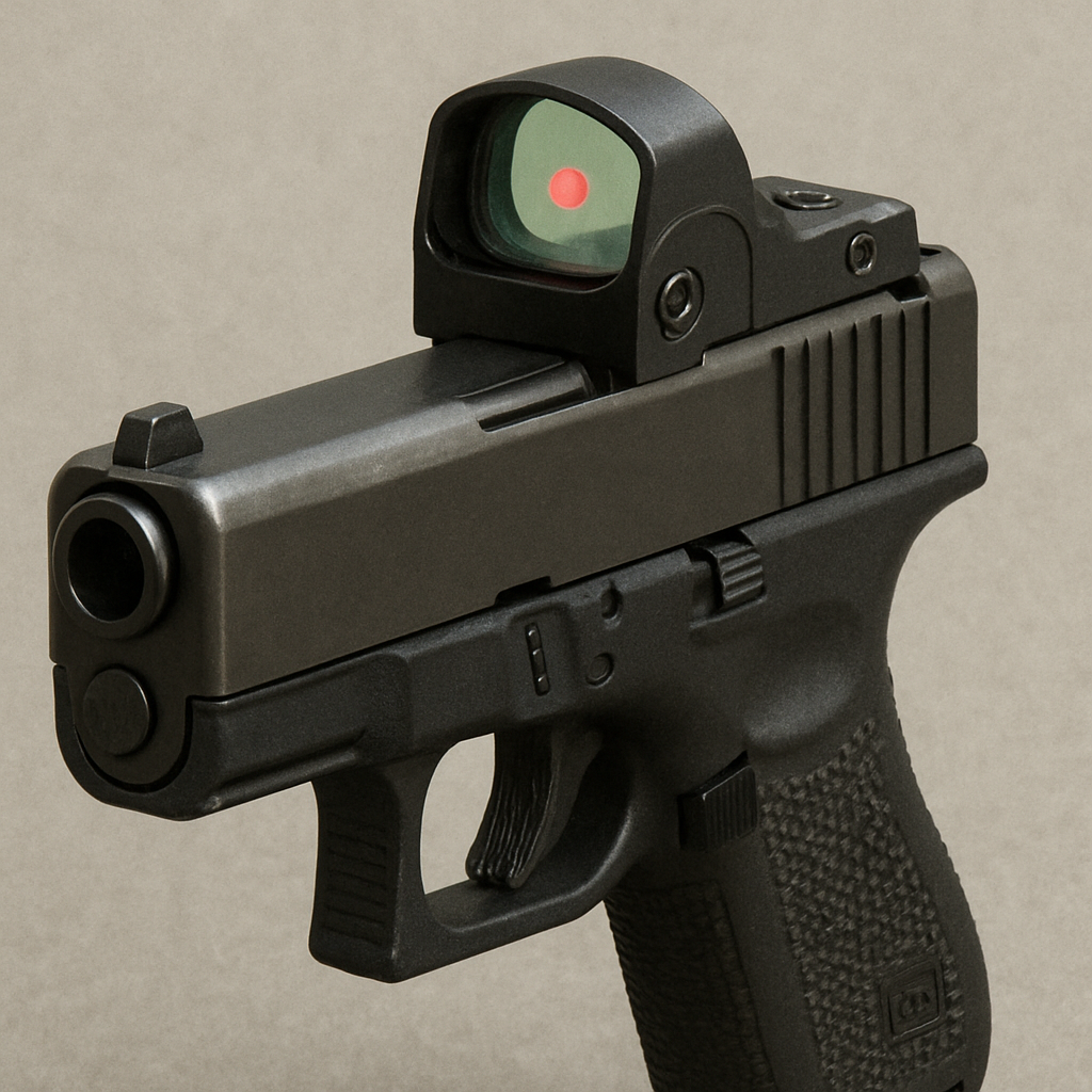 Red dot sight on a handgun