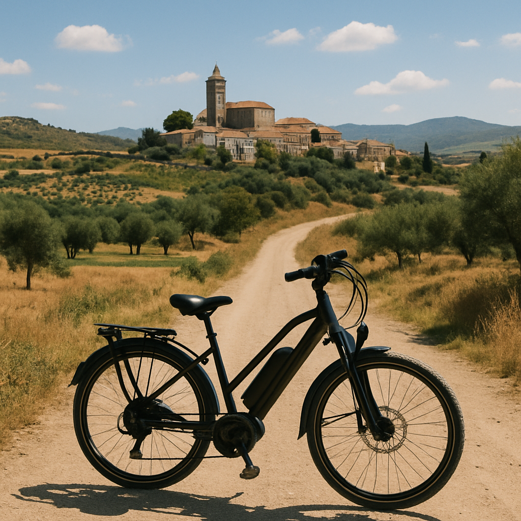 Vélo électrique dans un paysage espagnol