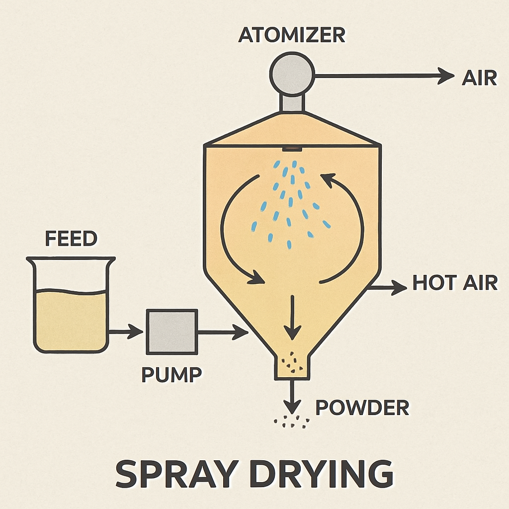 Spray drying process diagram