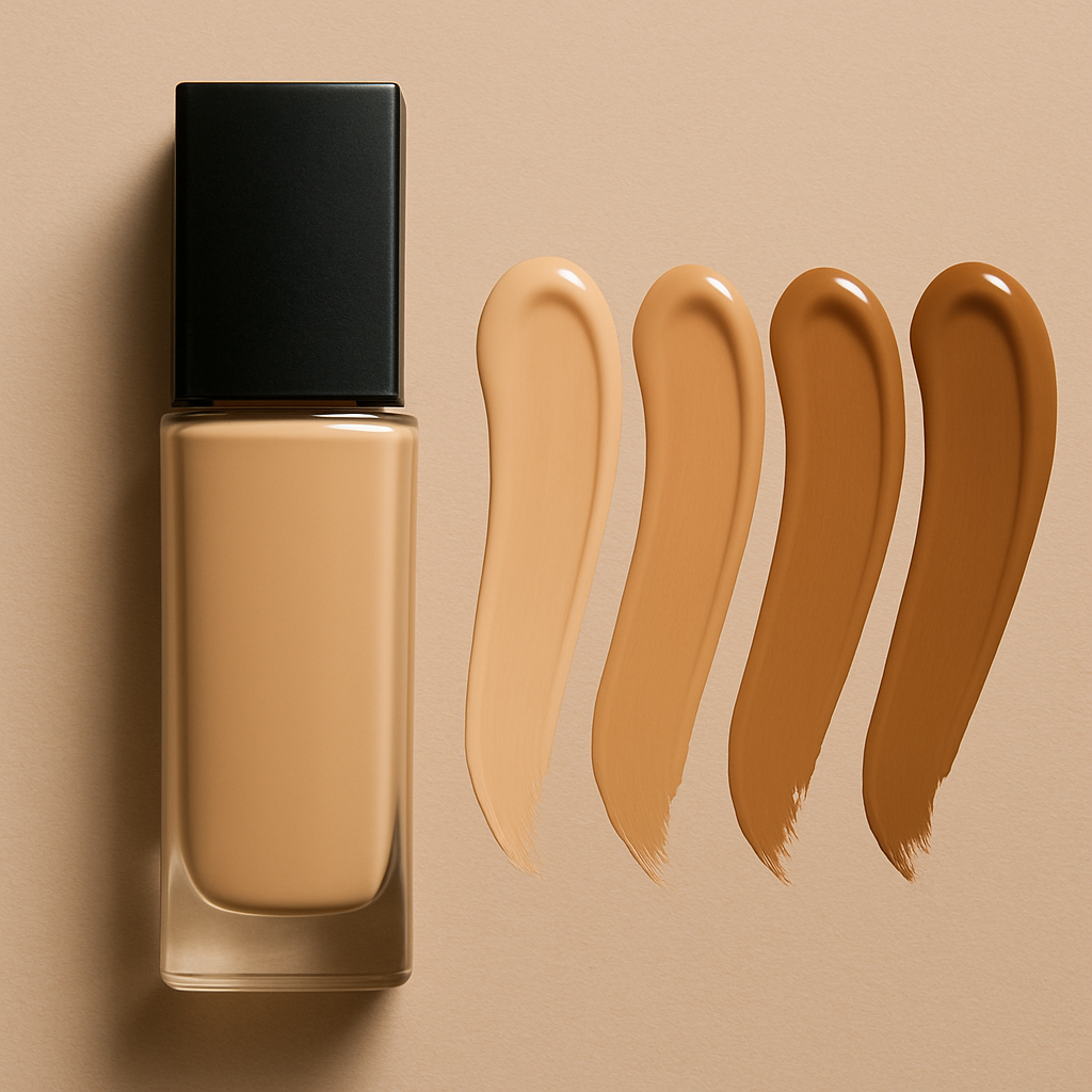 Foundation bottle and swatches