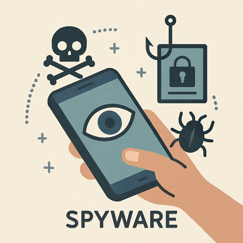 Illustration of phone vulnerabilities being exploited by spyware