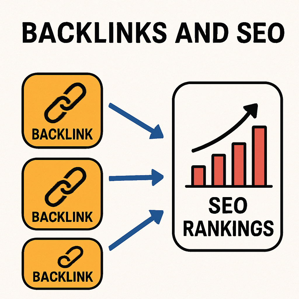 Diagram showing the impact of backlinks on SEO rankings