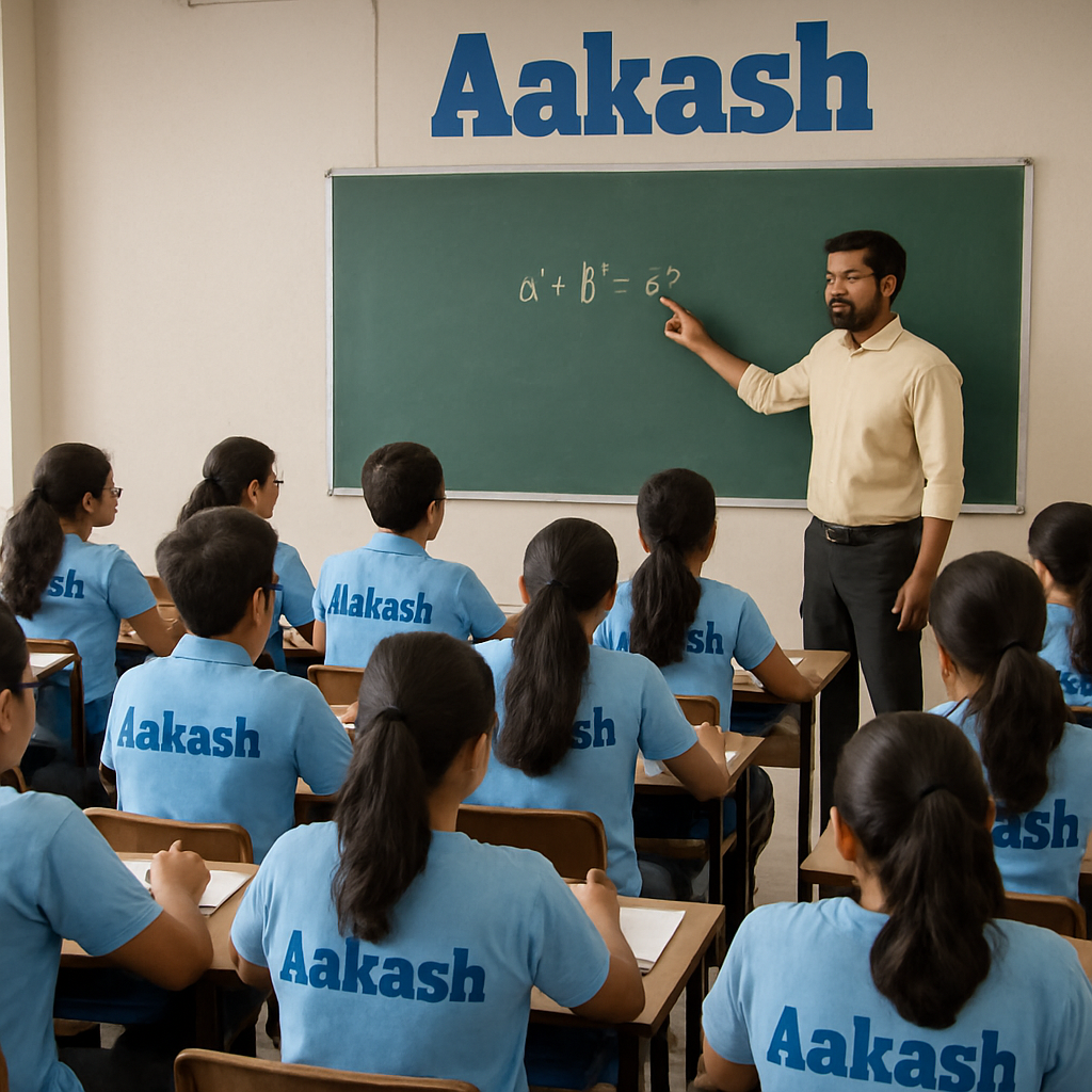 Aakash Institute classroom with students and a teacher
