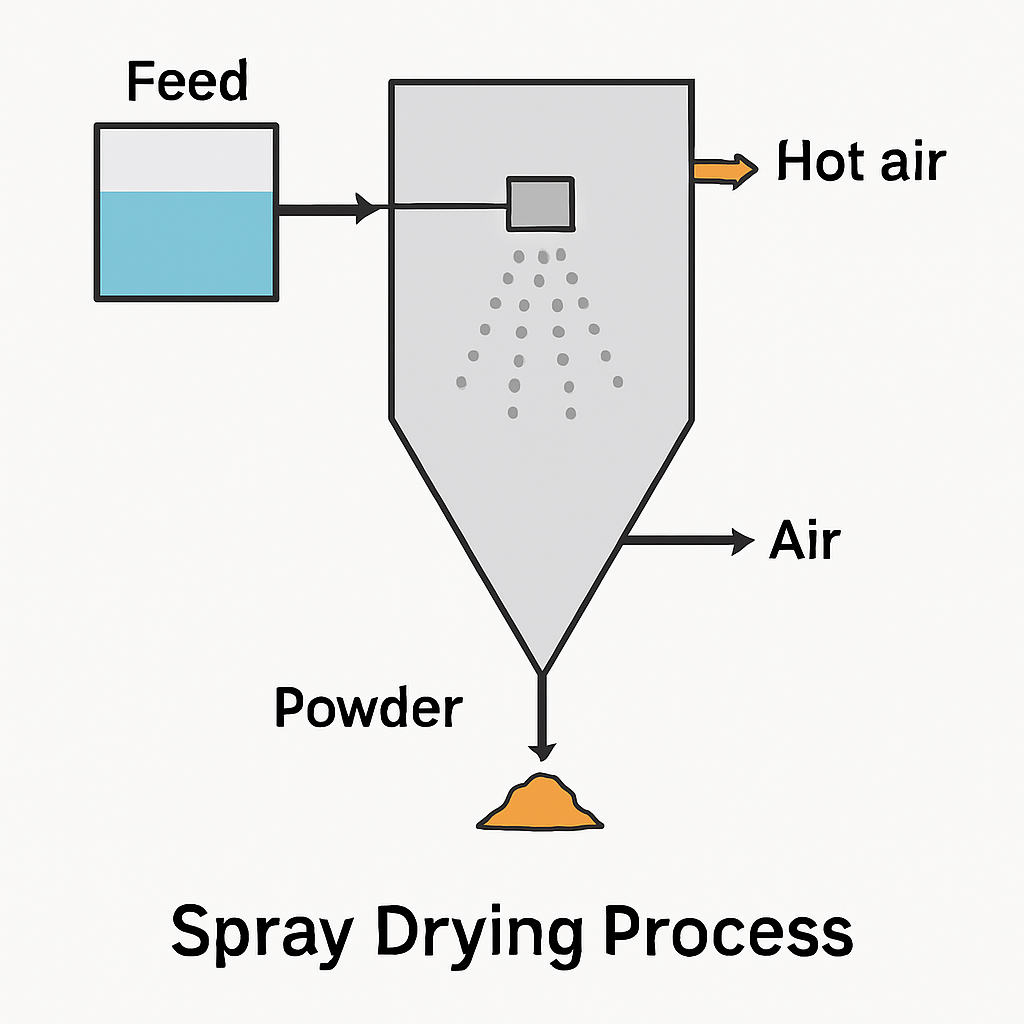 Diagram of spray drying process
