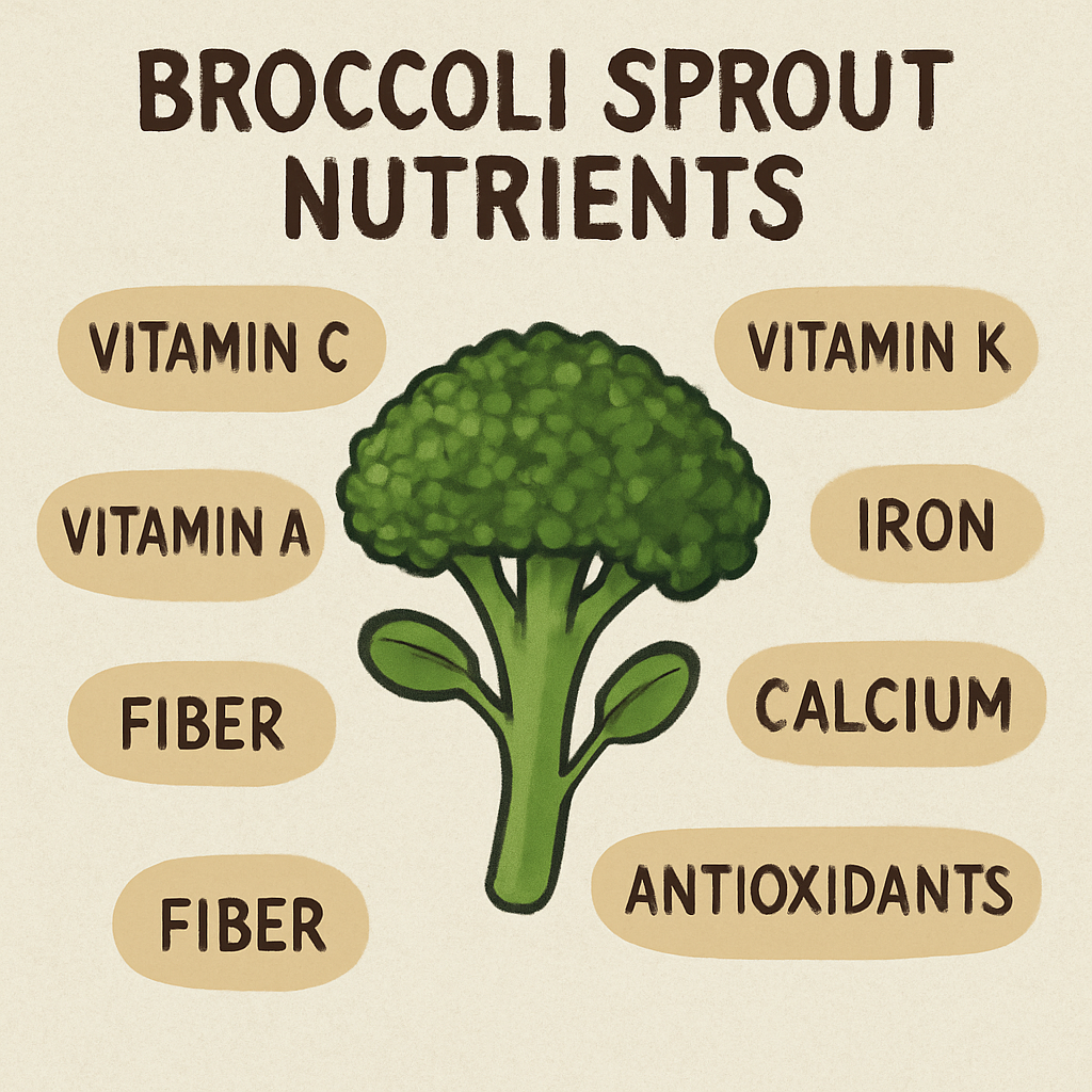 Close-up view of broccoli sprout nutrients