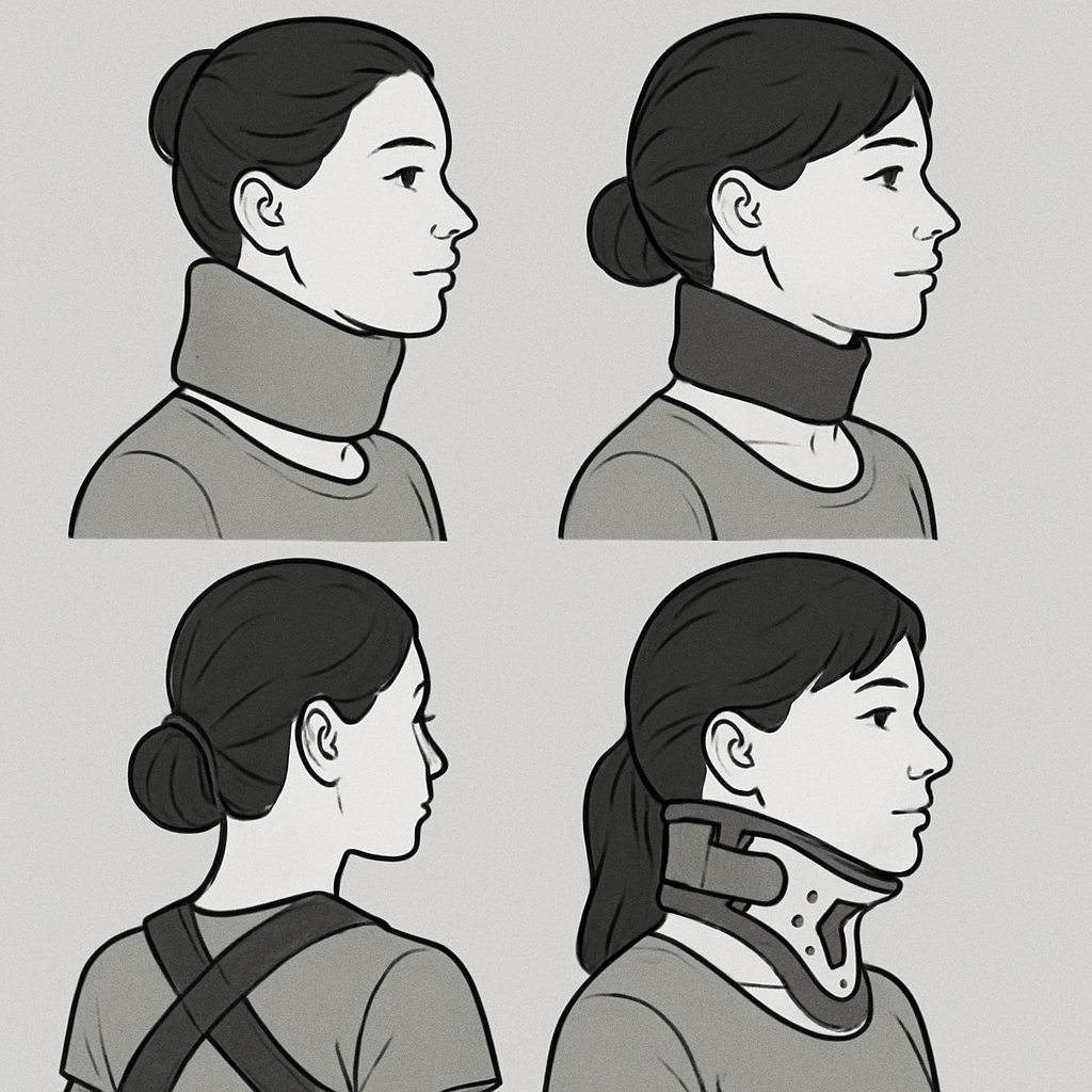 Various types of neck braces for posture correction