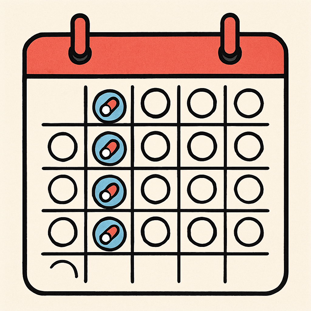 Calendar with daily pill reminder