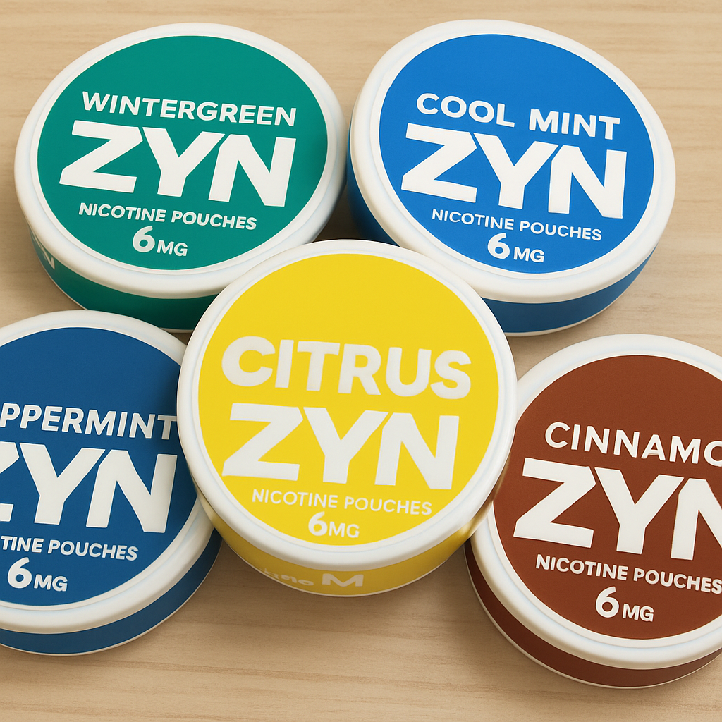 Image of Zyn nicotine pouches with various flavors