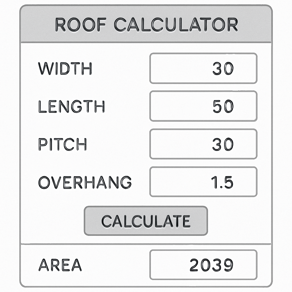 Roof calculator interface