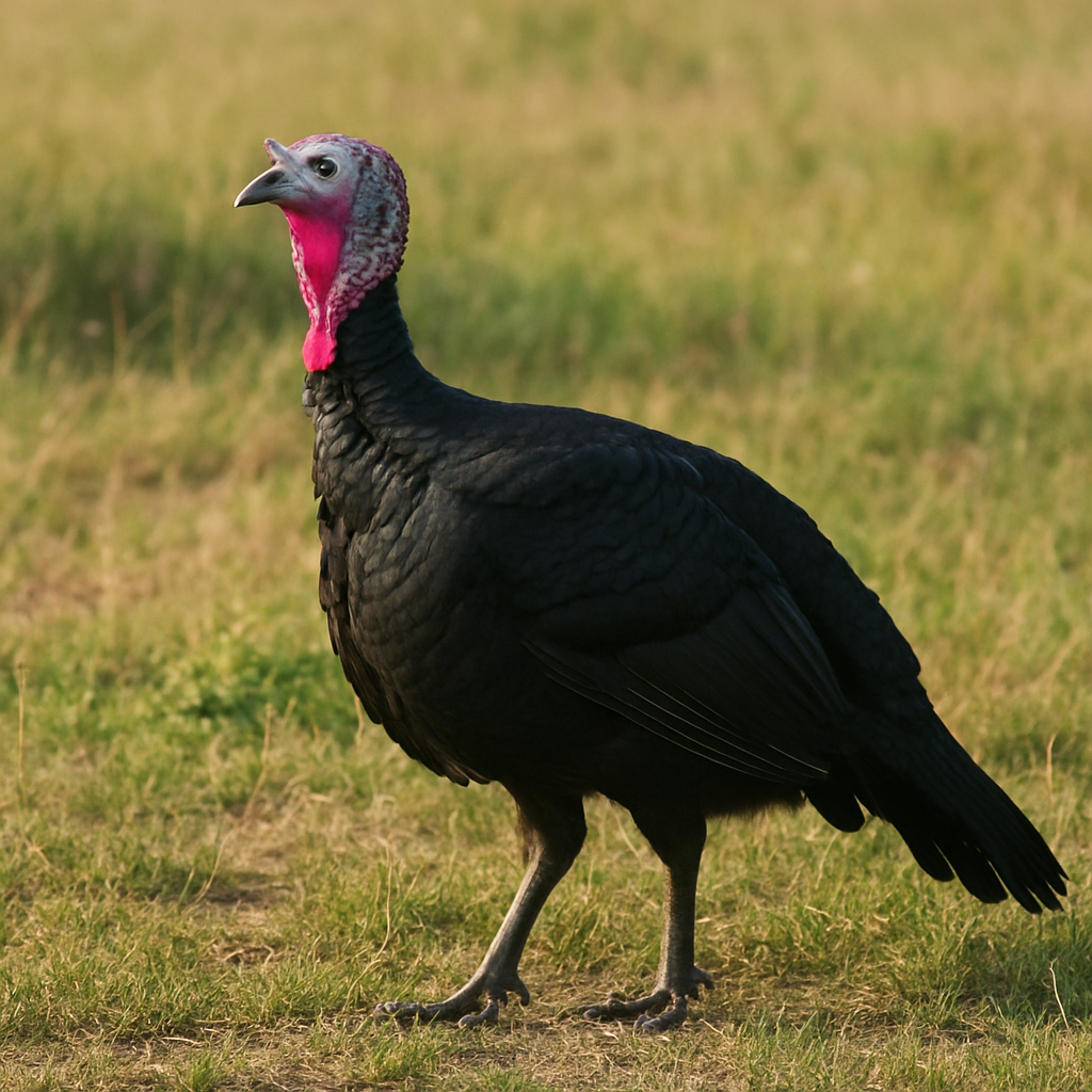 black spanish turkey in a field
