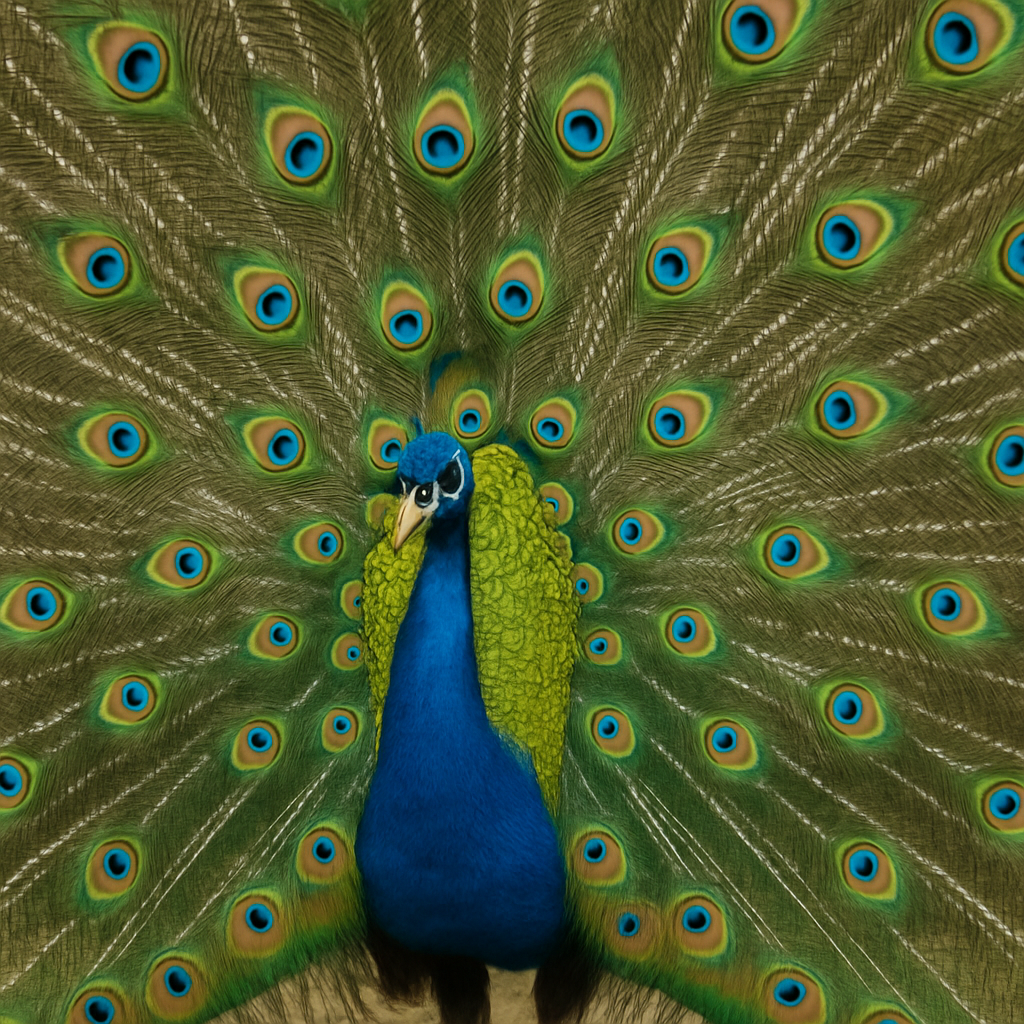 Peafowl Displaying Tail Feathers