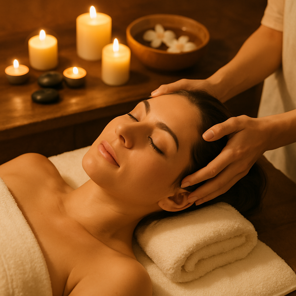 Spa setting for head massage