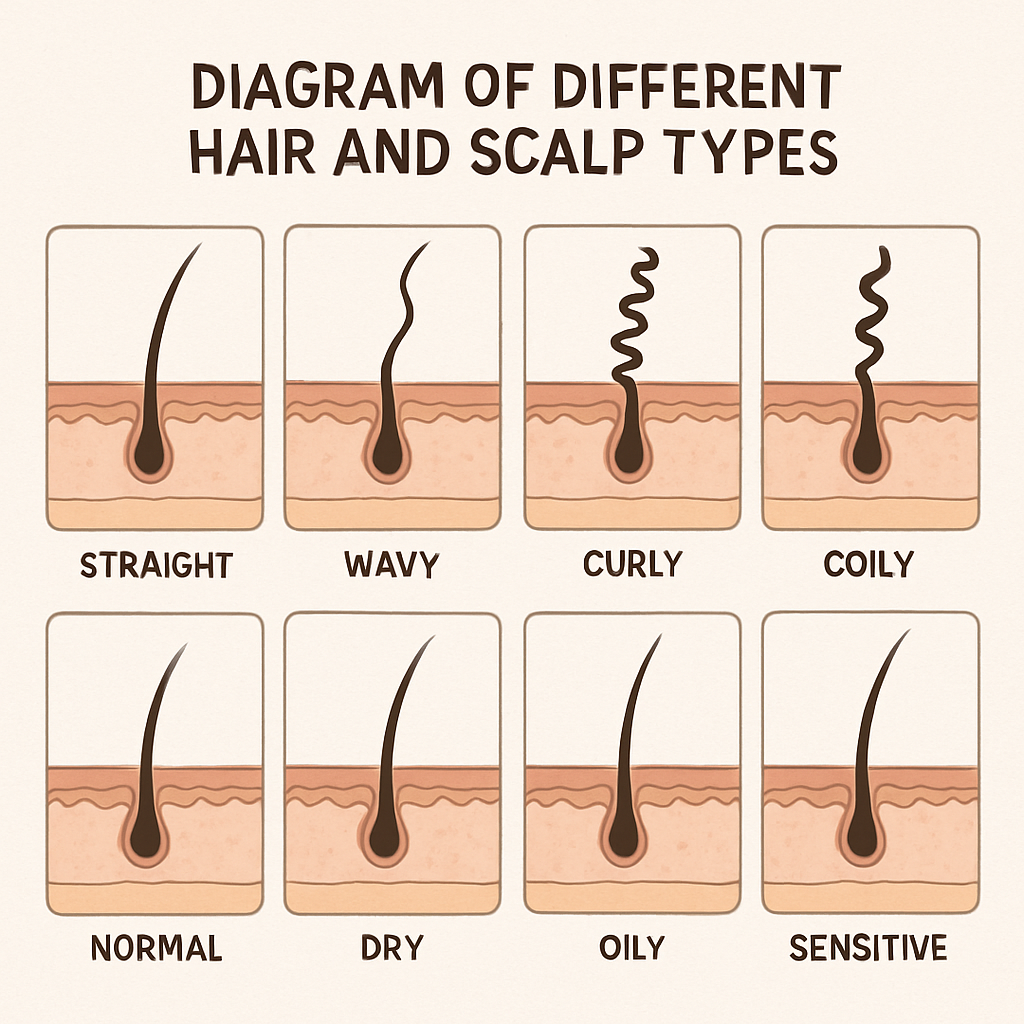 Diagram of different hair and scalp types
