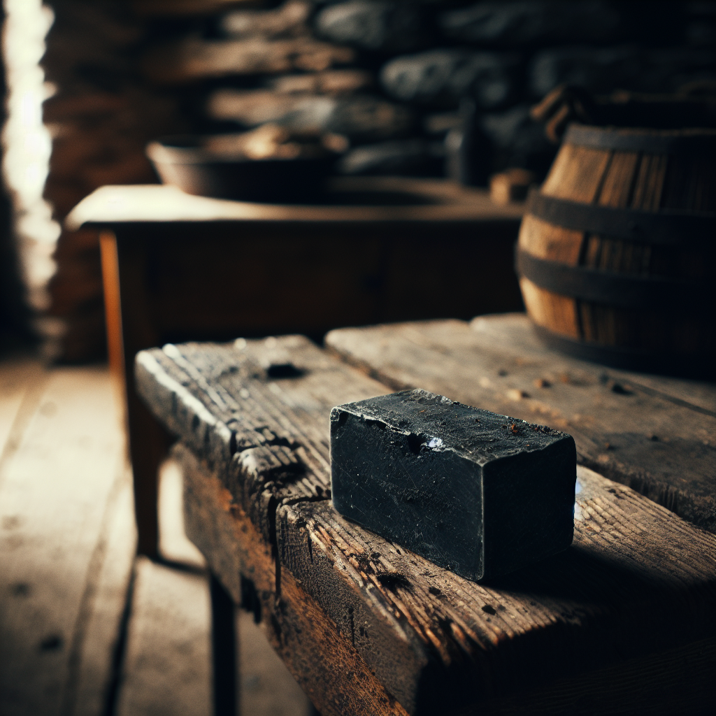 Pine Tar Soap on wooden table