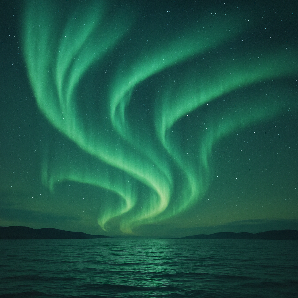 Northern lights over the sea