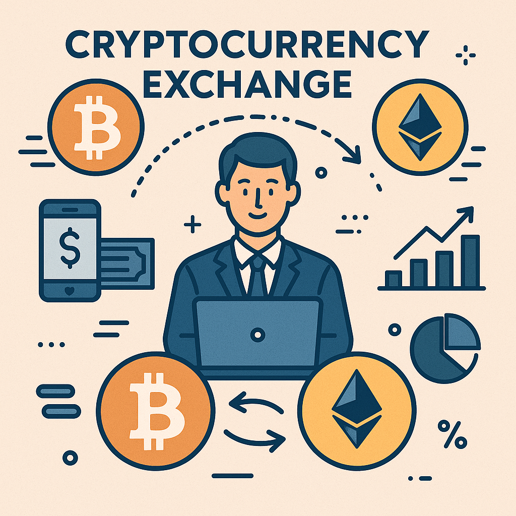 Cryptocurrency exchange illustration