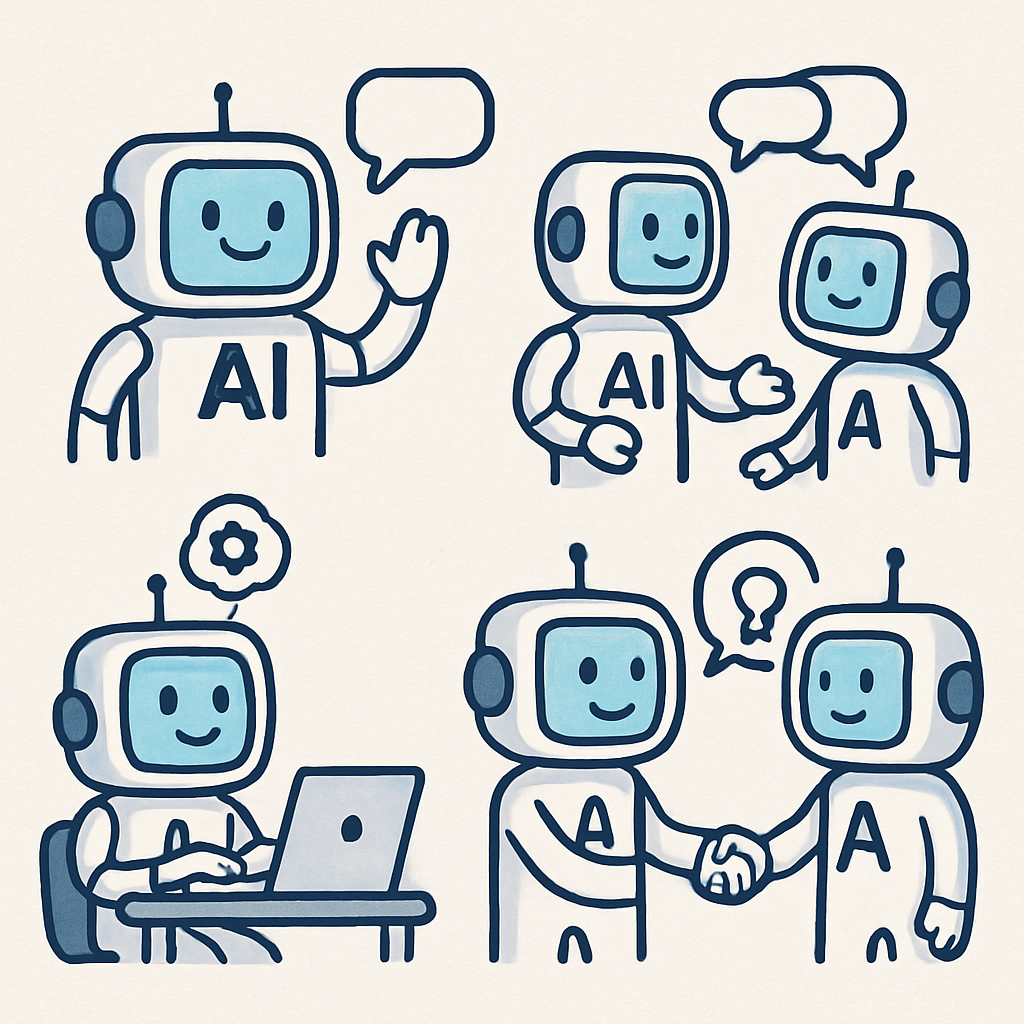 Illustration of AI agents interacting