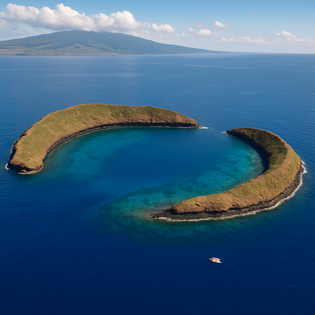 Aerial view of Molokini Crater