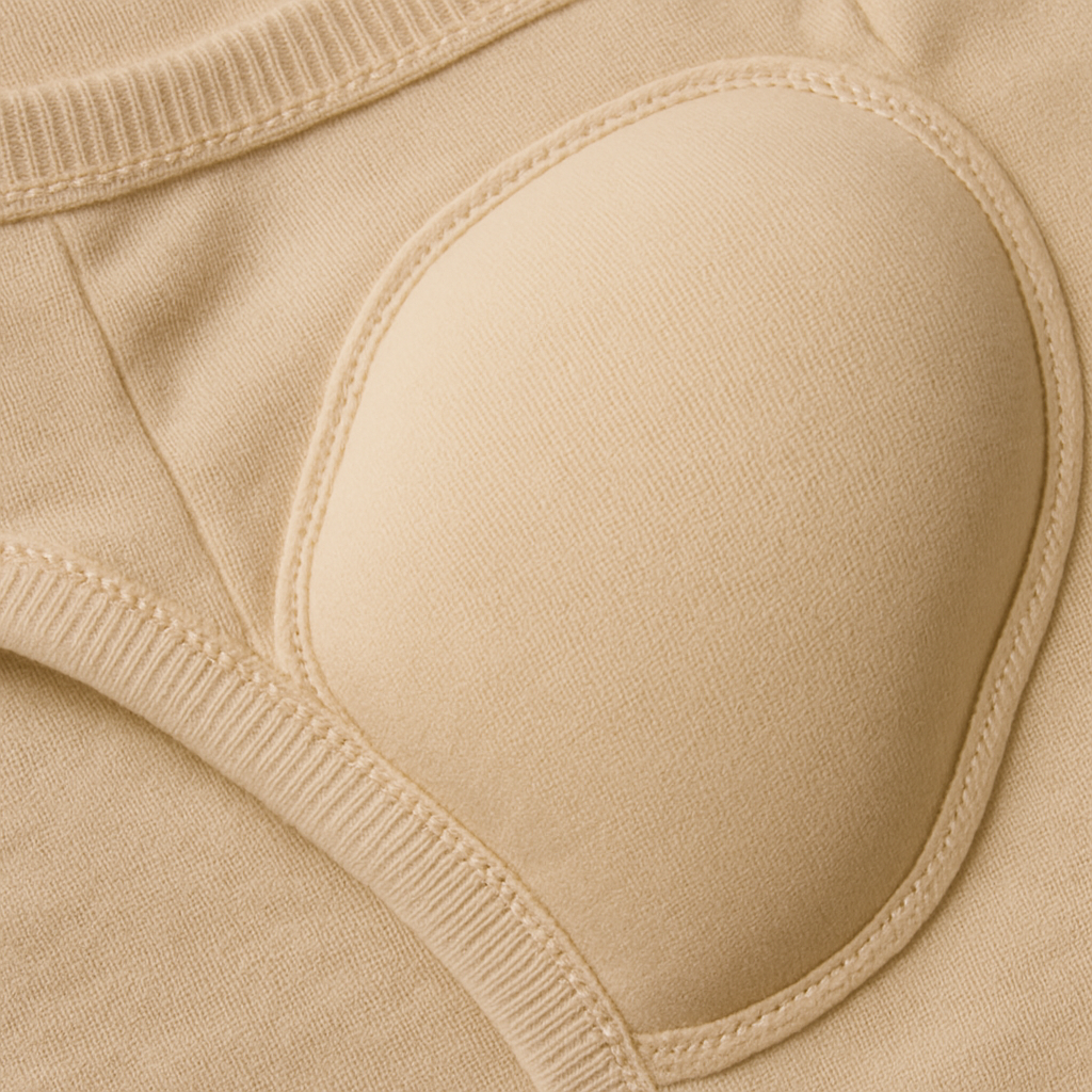 Close-up of padded underwear material