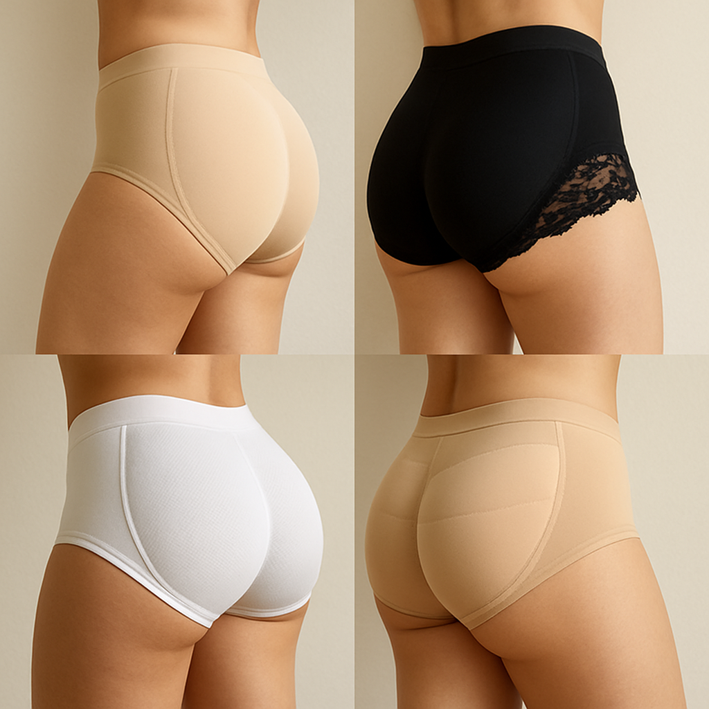 Various styles of butt padded underwear