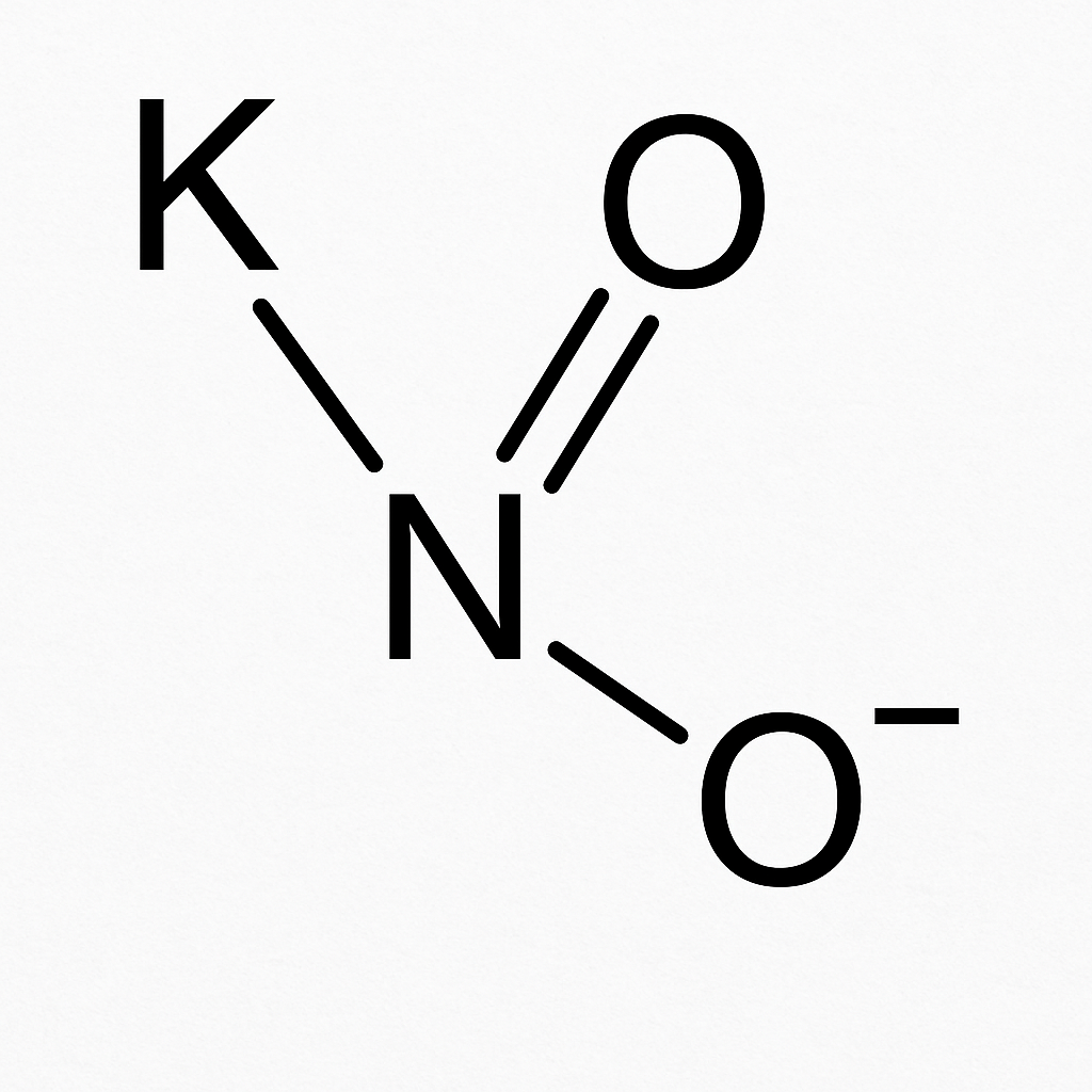Chemical structure of potassium nitrate