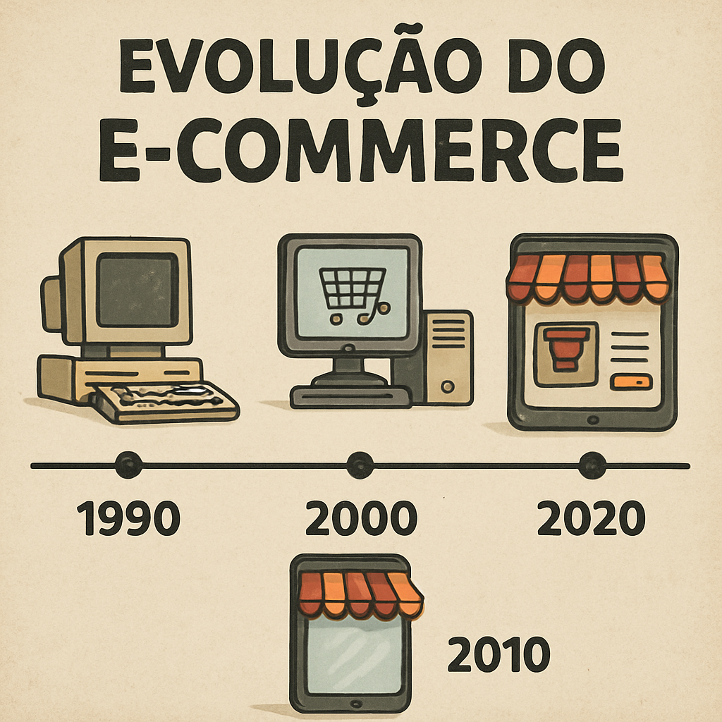 Linha do tempo mostrando a evolução do eCommerce