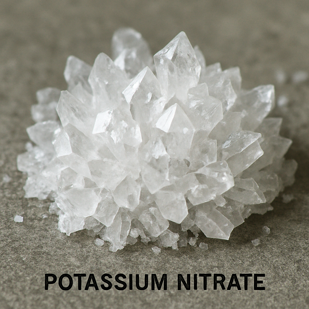 Potassium nitrate crystals