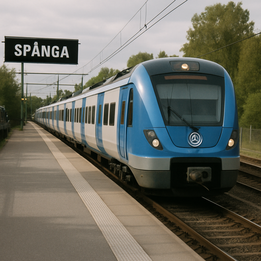 Pendeltåg at Spånga Station