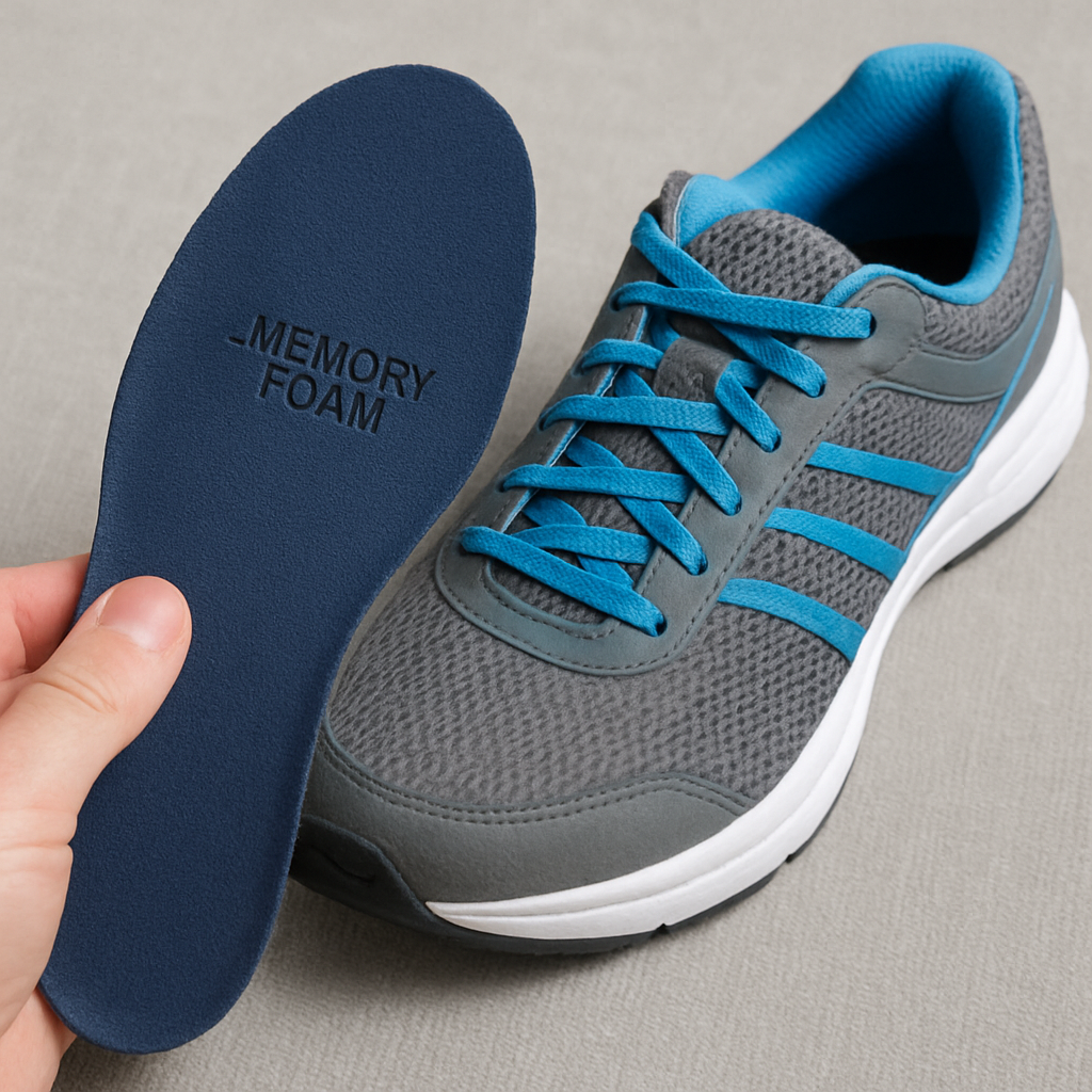 Memory foam insoles in athletic shoes