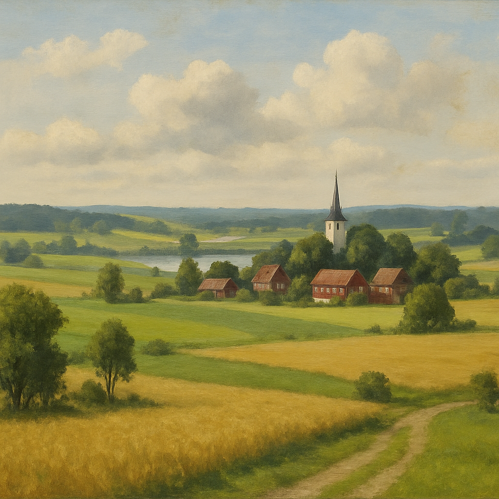 A scenic view of the Swedish countryside between Vasteras and Stockholm