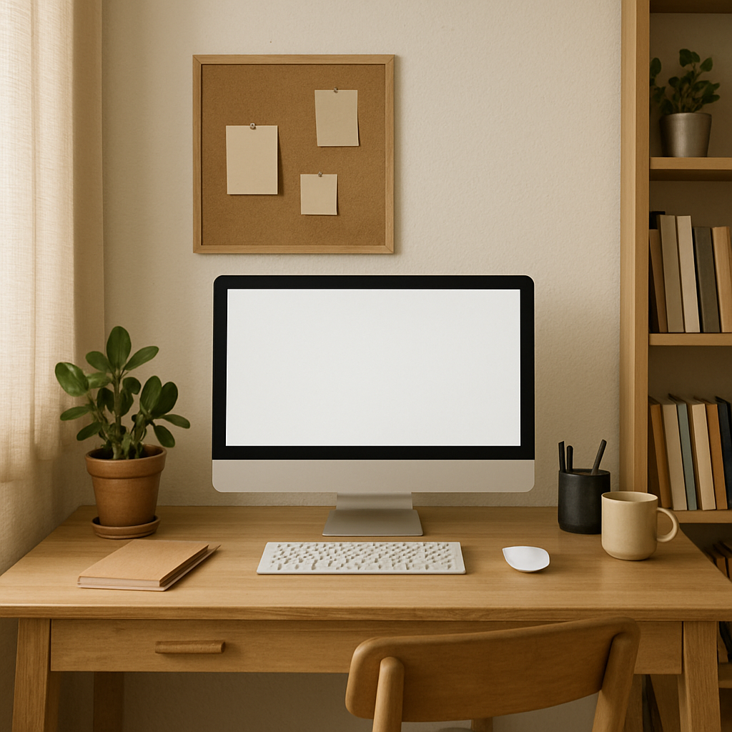 Home office with desk and computer