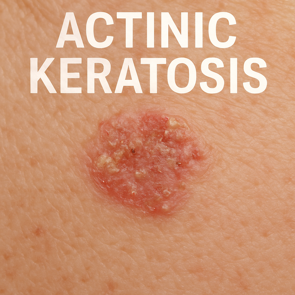 close-up of actinic keratosis on the skin