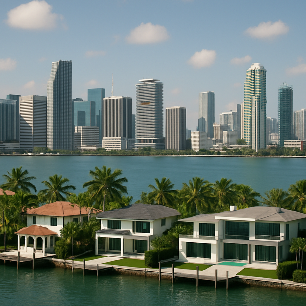 Miami skyline with modern homes