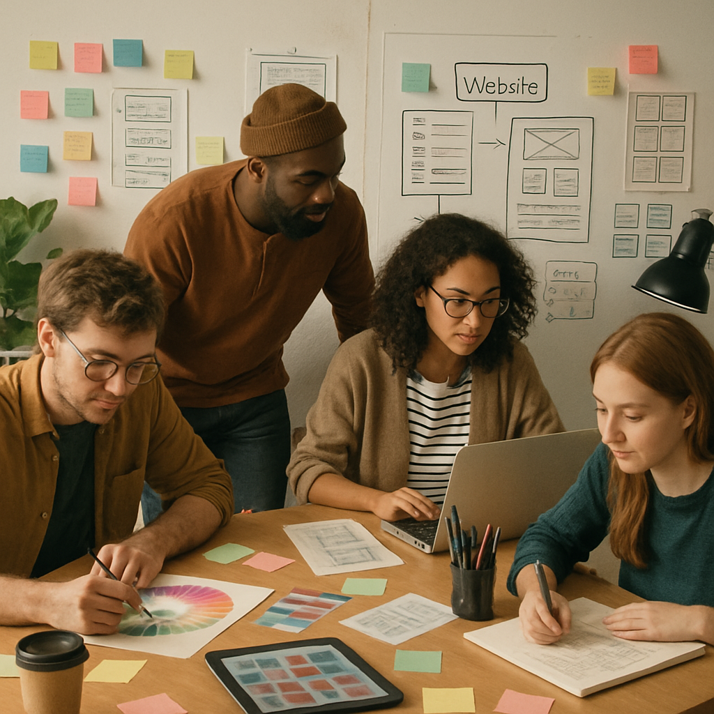 Creative Workspace with Designers at Work