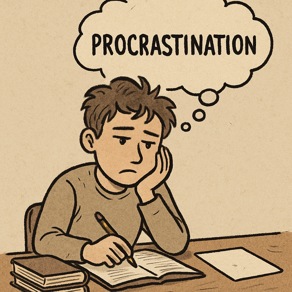 Student thinking about procrastination