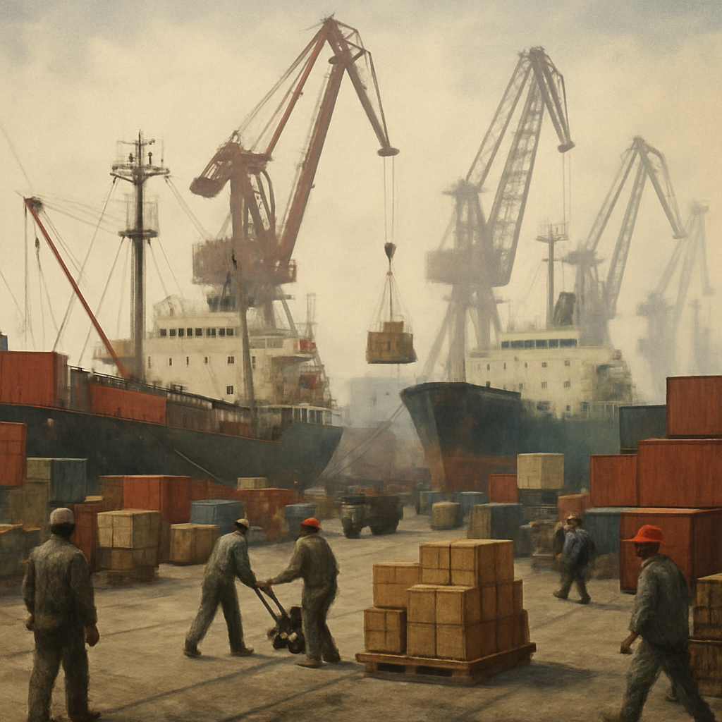 busy commercial dock