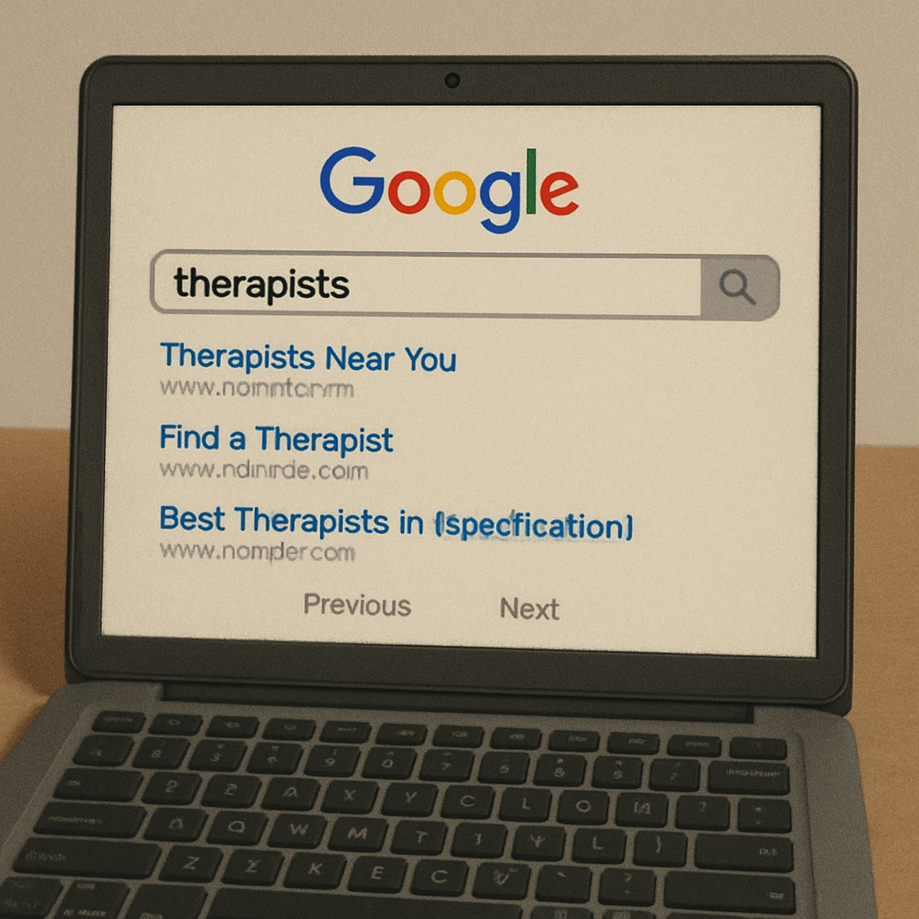 searching online for therapists