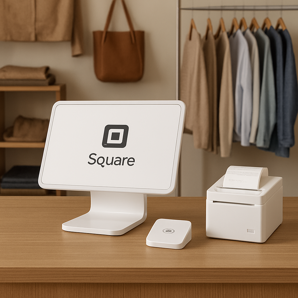Square POS system setup in a retail store