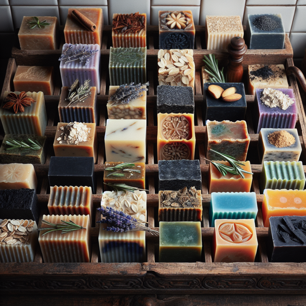 A collection of colorful handmade soap bars