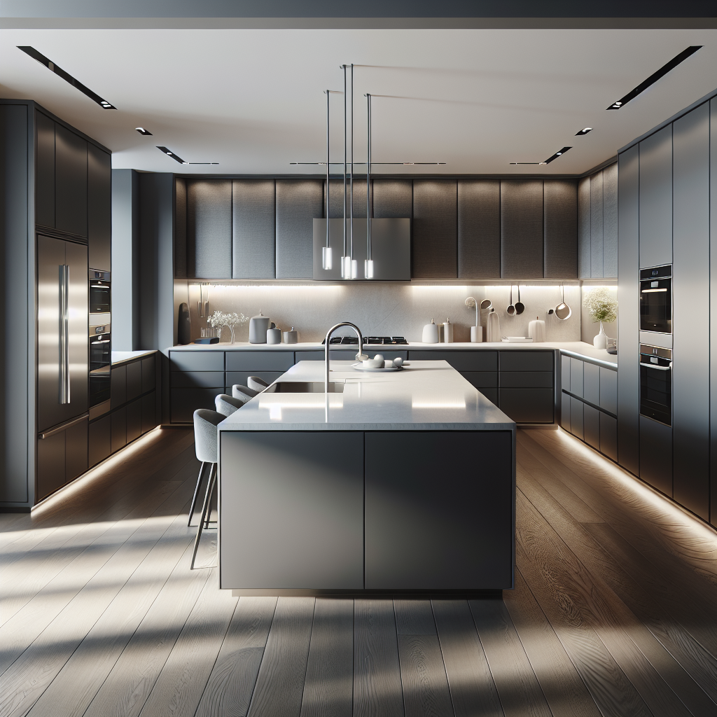 Modern kitchen with gray finish 